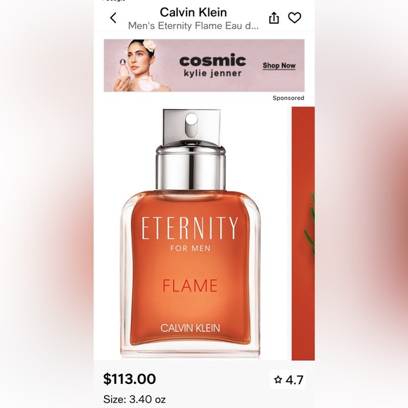Calvin Klein Men's Eternity Flame EDT, 3.4 oz. - Picture 2 of 9